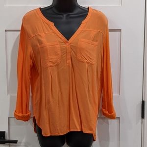 Merona Roll Up Sleeves Shirt Orange - M